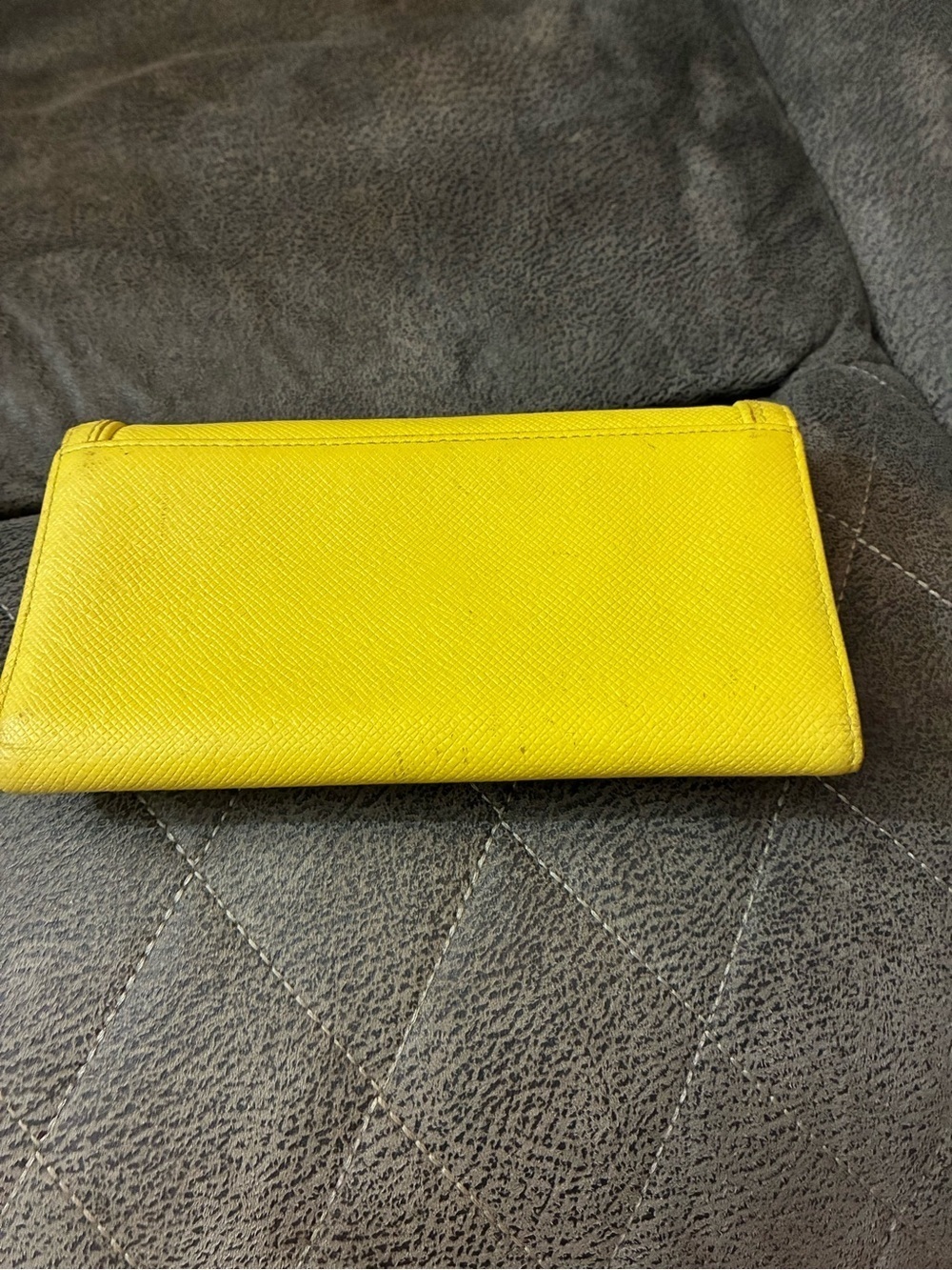 MCM Yellow Textured Leather Continental Wallet with Gold Logo Hardware - Picture 2 of 6